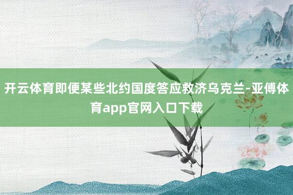 开云体育即便某些北约国度答应救济乌克兰-亚傅体育app官网入口下载