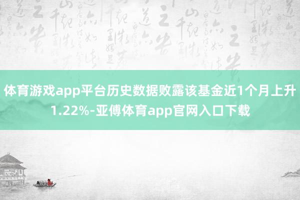 体育游戏app平台历史数据败露该基金近1个月上升1.22%-亚傅体育app官网入口下载